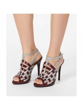 N.Y.L.A. Yaneli Woven Leather High Heel Women Platform Shoes Sandals Heels Sz 7